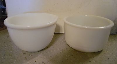 TWO vintage, white milk glass mixing bowls- one quart? A-1 clean condition