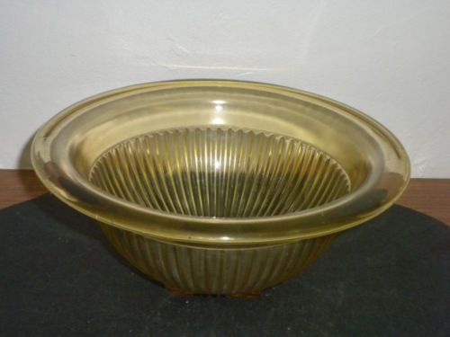 Vintage GOLD GLASS MIXING BOWL Square Bottom Rolled Edge  box 51