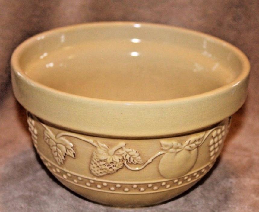 Yellow Ceramic Mixing/ Serving Bowl Grapevine Motif 7