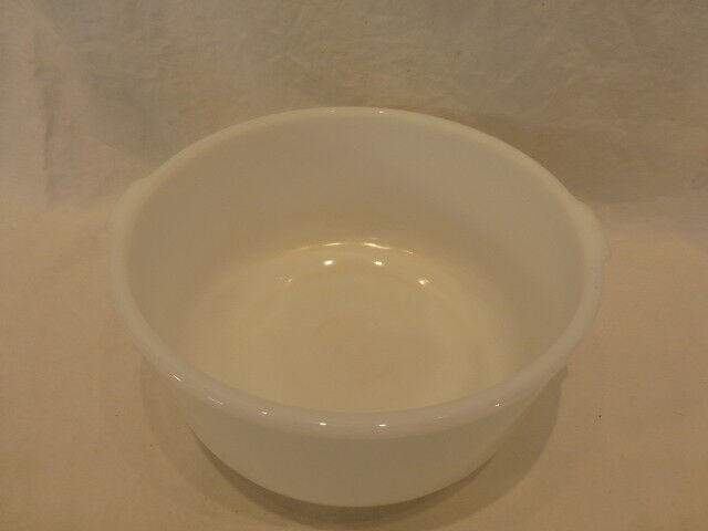 Vtg Glasbake 19 CJ White Milk Glass Mixing Bowl With Handles Made For Sunbeam 5