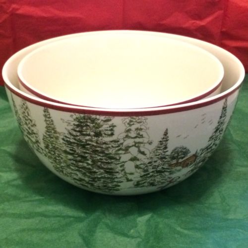 Williams and Sonoma Christmas Snowman Mixing Bowls, Set of 2