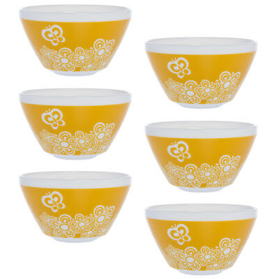 Set of 6 Retro White Glass Soup Cereal Salad Serving Bowls Vintage Pyrex Pattern
