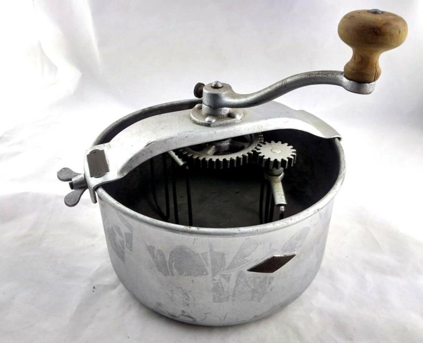 Vintage De Bijenkorf Hand Crank Mixer Bowl Pot Aluminum