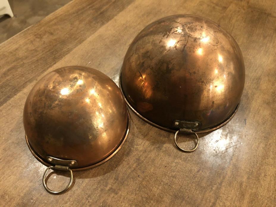 Set of 2 - Vintage Copper Nesting Mixing 8