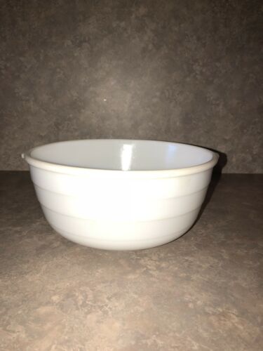 Vintage Mixing Bowl General Electric White Milk Glass Tab Handles Heavy