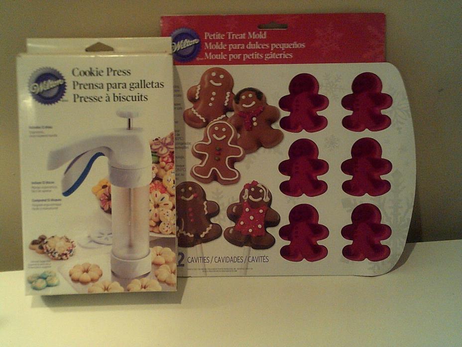 GINGERBREAD COOKIE/CANDY MOLD, AND COOKIE PRESS  BY WILTON