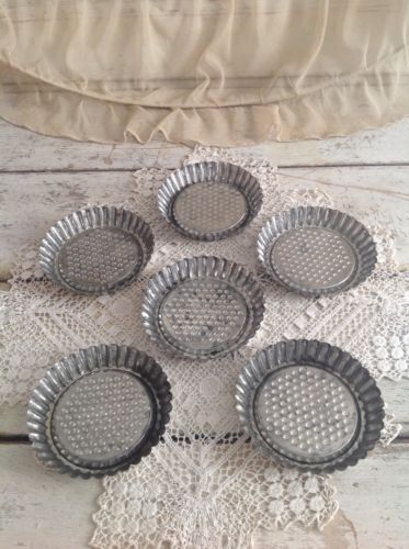 Set of 6 Antique French Tin Pastry Molds