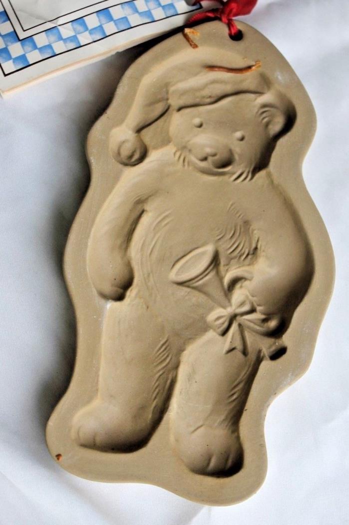 1990 - Brown Bag Stoneware Art/Craft Cookie Cutter/Mold - Xmas Teddy Bear w/Horn
