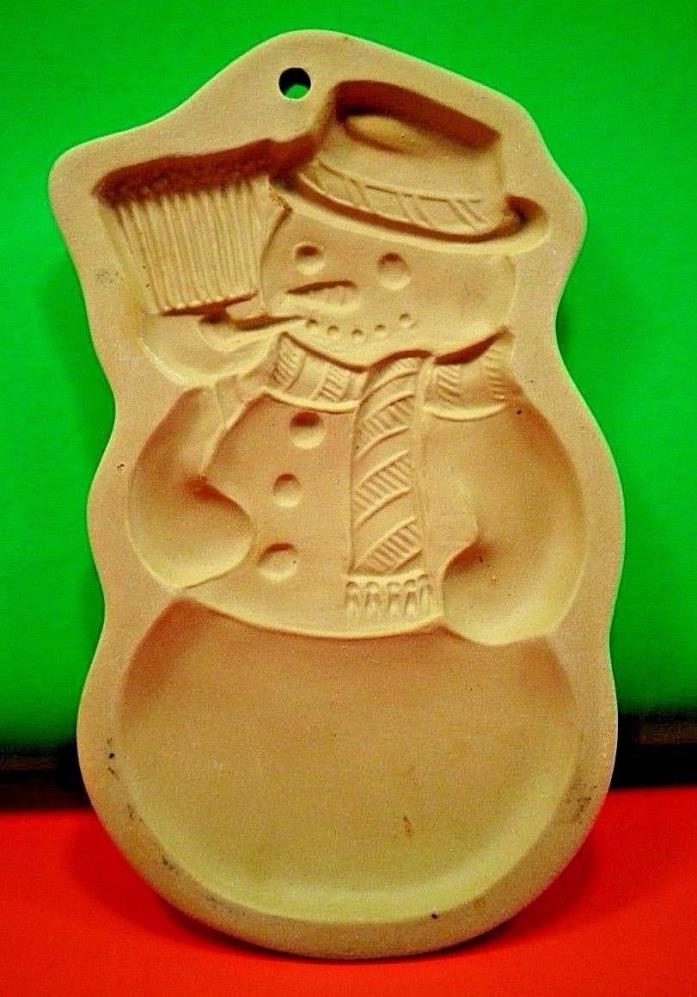 Brown Bag Cookie Art Mold / Press - Snow Man 1989 Hill Design Ceramic Mold