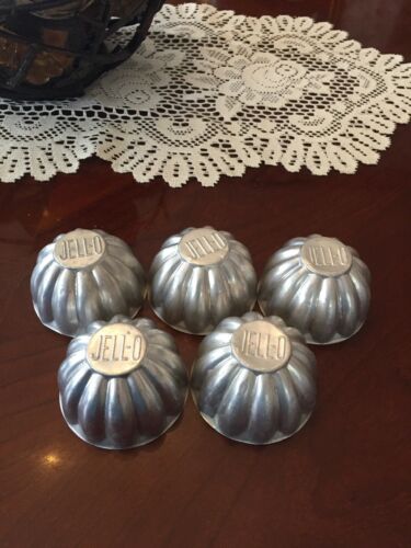 5 Vintage Tin Fluted Jello Molds