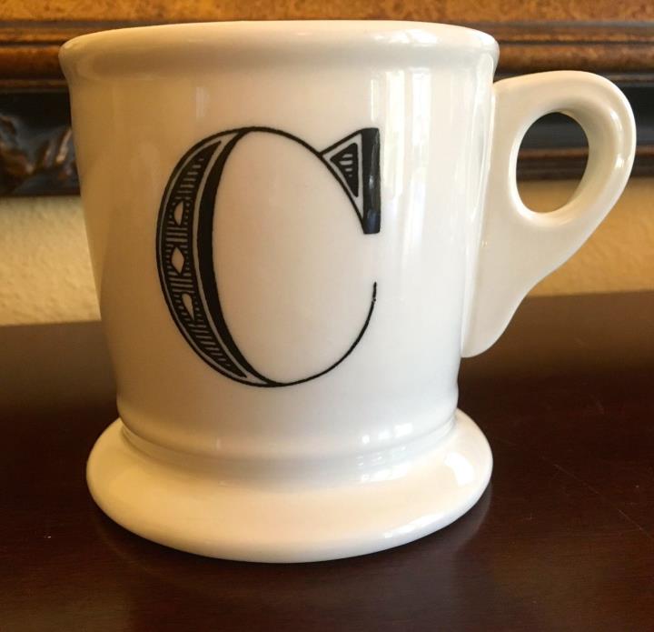 Anthropologie Letter C Coffee Mug Cup Monogram Initial Shaving Alphabet
