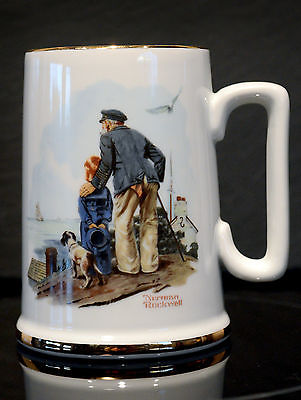 Vintage look Porcelain Norman Rockwell Looking Out To Sea Tankard Mug 1985 MINT