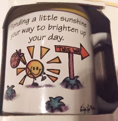 Encouragement Coffee Mug Cup Sending Sunshine Karen Lyn Morse 1998 Blue Mountain