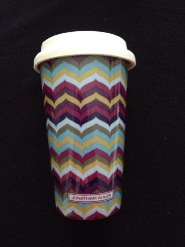 JONATHAN ADLER Missoni Style Chevron Zigzag Designer TRAVEL Coffee Tea Cup/Mug