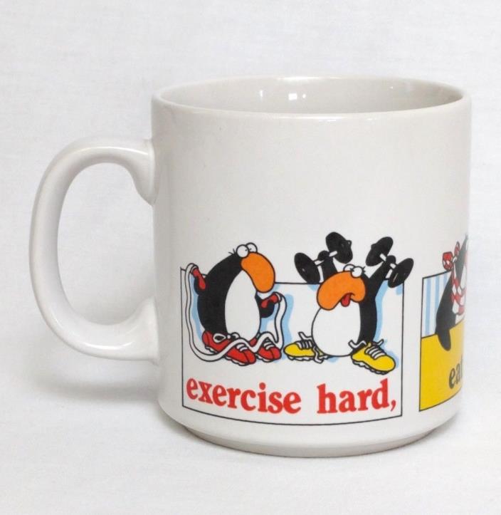 Vintage Funny Mug Jim Benton Comic Mug 1987 Exercise Hard Eat Fiber Die Anyway