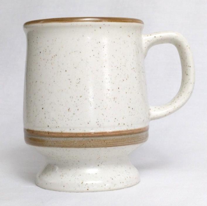 Vintage Rego Porcelain Pedestal Mugs E655 19 T A Ivory Speckles Light Brown Trim