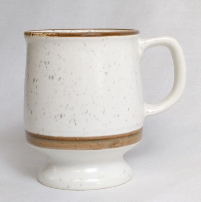 Vintage Rego Porcelain Pedestal Mug E655 19 Ivory Speckles Light Brown Trim
