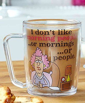 Aunty Acid Mug Don't Like Morning People Double Wall Coffee Clear Acrylic