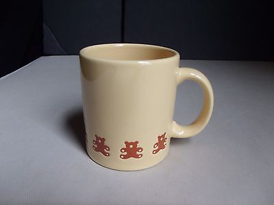 Waechtersbach Germany Made in Spain Coffee Mug Cup Brown Teddy Bears Bear Peach