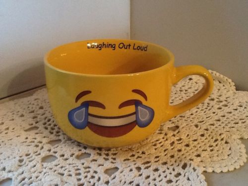 Emoji Yellow LOL Laugh Out Loud Cappuccino / Soup Mug 18oz