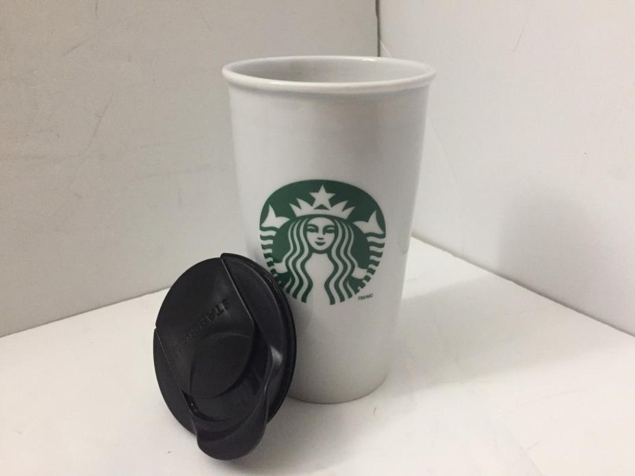 Starbucks Tall Cup Mug No Handle Green Mermaid Logo 2011 With Black Top 12oz.