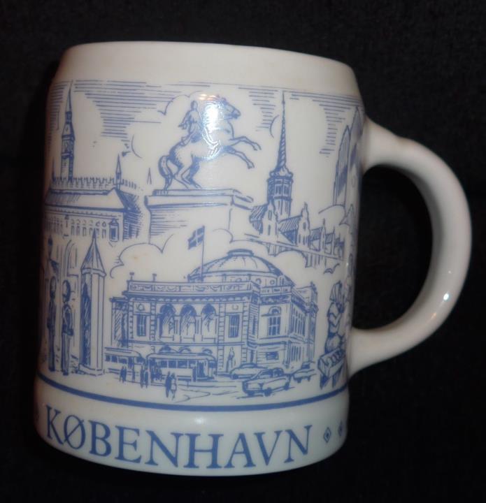 1977 Kobenhavn Vintage Beer Mug BYGDO Denmark Copenhagen Blue Scandinavian