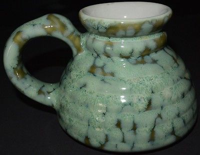 Original Hand Thrown No Spill Travel Mug Applied Handle Sea Green Modeled Glaze