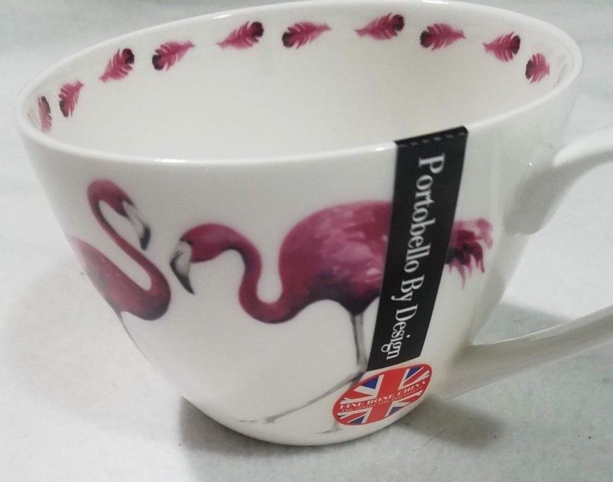 Portobello By Design Pretty In Pink Tea Cup Coffee Mug Flamingo Bird 20 oz