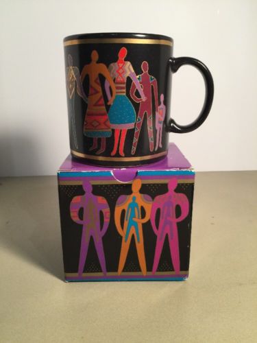 Laurel Burch Talismen Mug Cup MG1125 Black & Gold Detail NIB