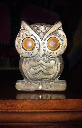 Vintage Cast Iron Owl Napkin Letter Holder With Glowing Eyes Taiwan