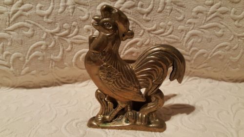 Brass Rooster Napkin Holder vintage