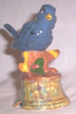 Bird A371 61.103.1 Ceramic Blue Bird on Log Pie Bird