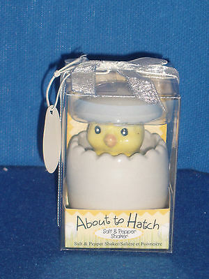 About to Hatch Ceramic Baby Easter Chick Salt Pepper Ceramic NIB