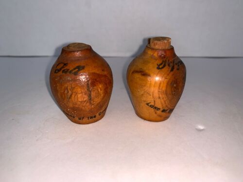 VINTAGE WOODEN Jug SOUVENIR Lake Of The Ozark’s SALT & PEPPER SHAKERS