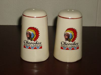 Vintage Cherokee North Carolina Indian Head Salt and Pepper Shakers