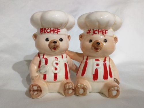 OOAK Mid Century Modern Pig Chefs BUDDY BFF Handpainted Salt & Pepper Shakers