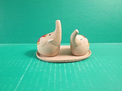 Mini Elephant Salt And Pepper Shakers On Tray Made in Thailand