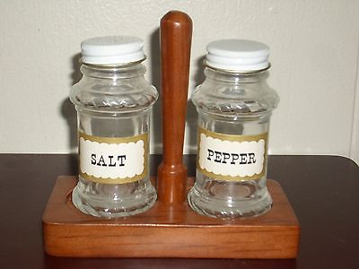 Vintage Glass Spice Style Salt and Pepper Shakers W/Holder