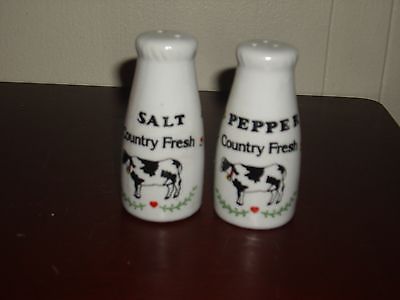 Vintage Country Fresh Milk Bottles Salt and Pepper Shakers