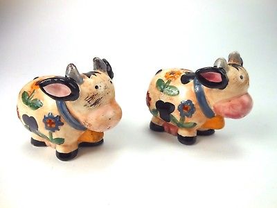 Cow Salt and Pepper Shakers Cows Ceramic Pair of Shakers Animals