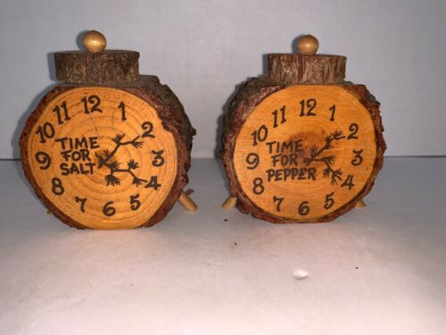 Vintage Souvenir Lake Cumberland, Ky. Time For Salt & Pepper Log Clock
