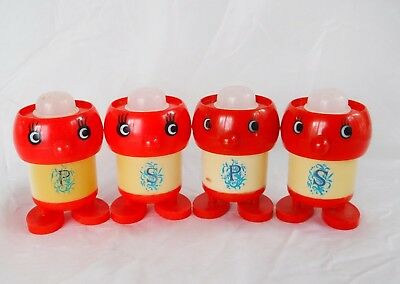 2 pair Salt and Pepper Shakers Retro Robots Plastic Lot