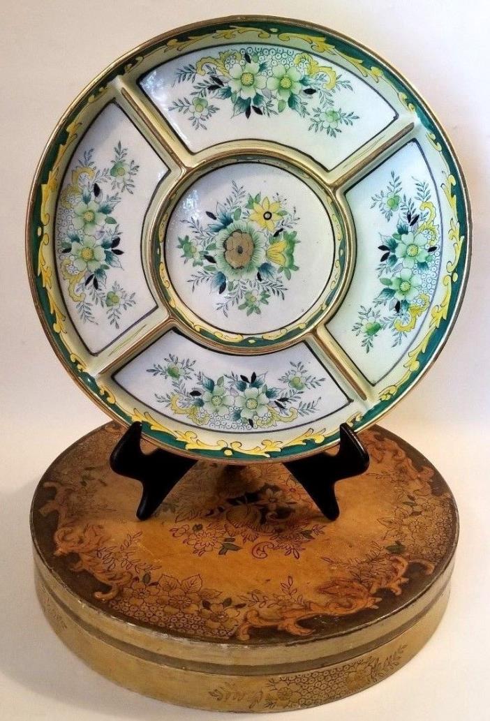 Vintage Round 5-Compartment Porcelain Japanese Relish Tray w/ Originial Box