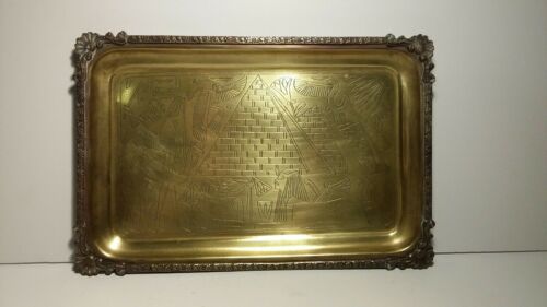 Vintage Brass Serving Tray Egyptian