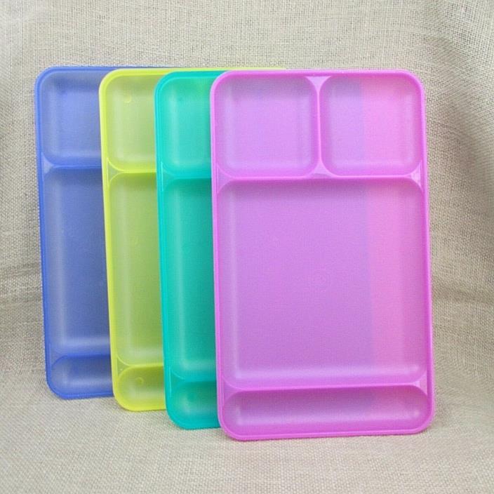 Set of 4 Tupperware Stackable Divided Picnic Dinner Meal 15x9
