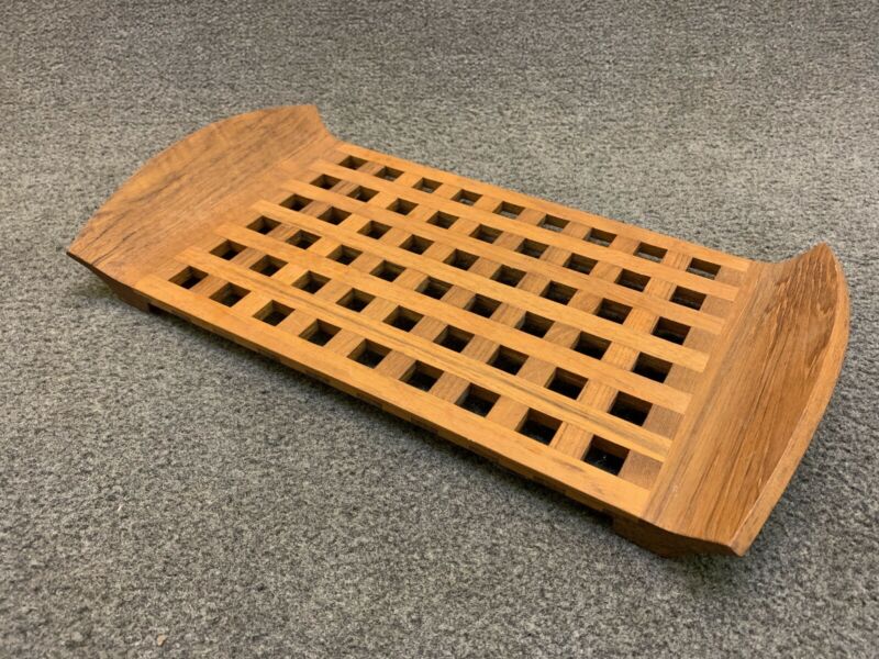 Mid Century Danish Modern Dansk Jens Quistgaard 10x18 Teak Lattice Serving Tray