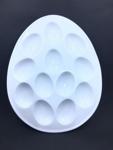 Cordon Blue Deviled Egg Plate 12 places White Porcelain Egg Party Serving Plate