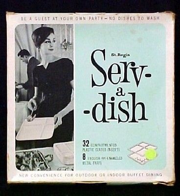 St Regis Serve Dish USA English Ivy Enamel Dining Tray Set 8 Pieces Vintage