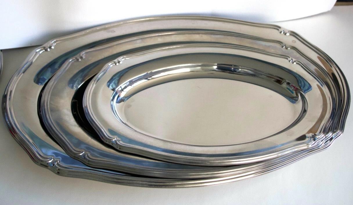 K.E.G. (Set of 3) Stainless Steel 18-8 Serving Trays