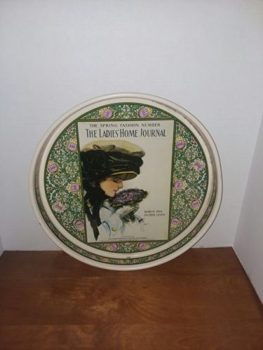 Vintage Tin Tray Ladies Home Journal Magazine Cover LHJ Round Serving
